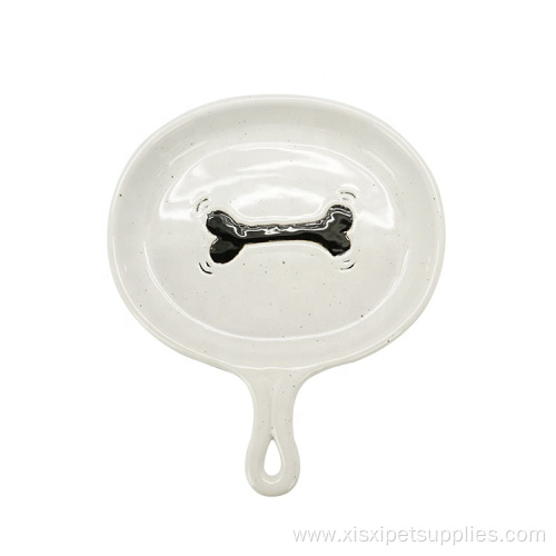 Ceramic Pet Dog Plates Bowl with Handle